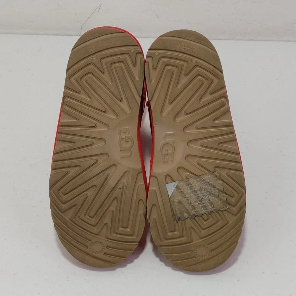 UGG Classic II Red Metallic Sparkle Leather Winter Boots Kids Size 3